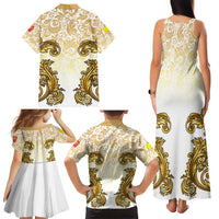 Vatican Gold Baroque Family Matching Tank Maxi Dress and Hawaiian Shirt Papal Crown & Keys Vintage Catholic
