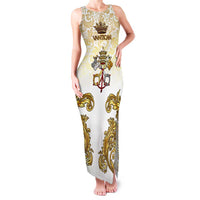 Vatican Gold Baroque Family Matching Tank Maxi Dress and Hawaiian Shirt Papal Crown & Keys Vintage Catholic