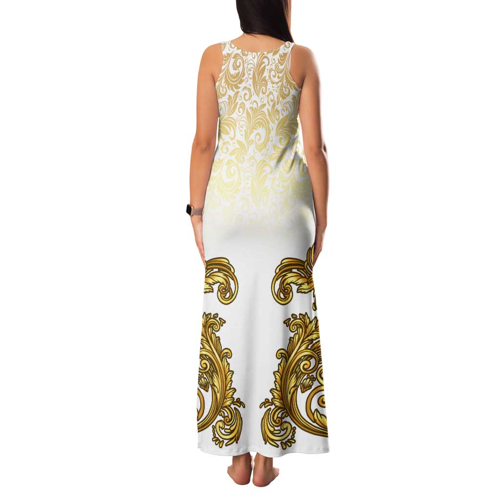 Vatican Gold Baroque Family Matching Tank Maxi Dress and Hawaiian Shirt Papal Crown & Keys Vintage Catholic
