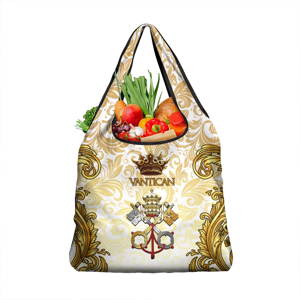 Vatican Gold Baroque Grocery Bag Papal Crown & Keys Vintage Catholic