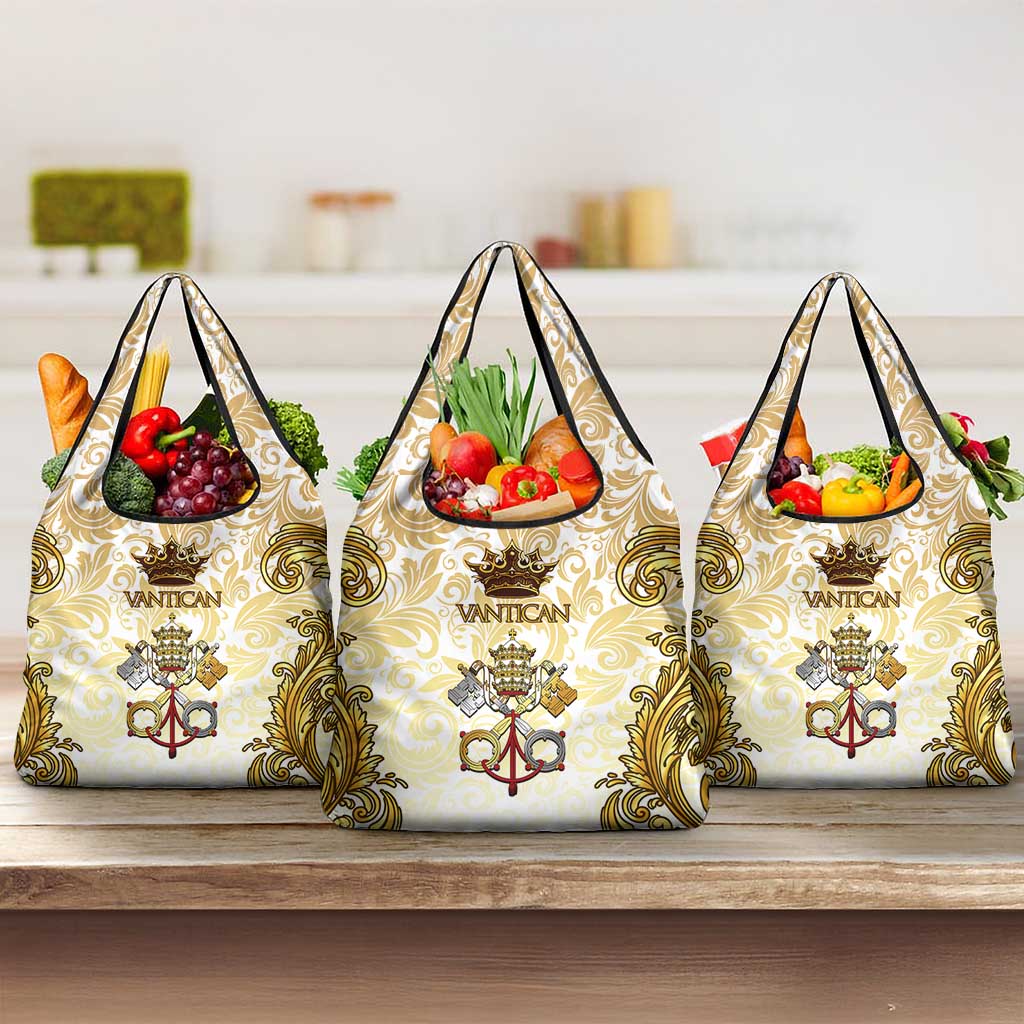 Vatican Gold Baroque Grocery Bag Papal Crown & Keys Vintage Catholic
