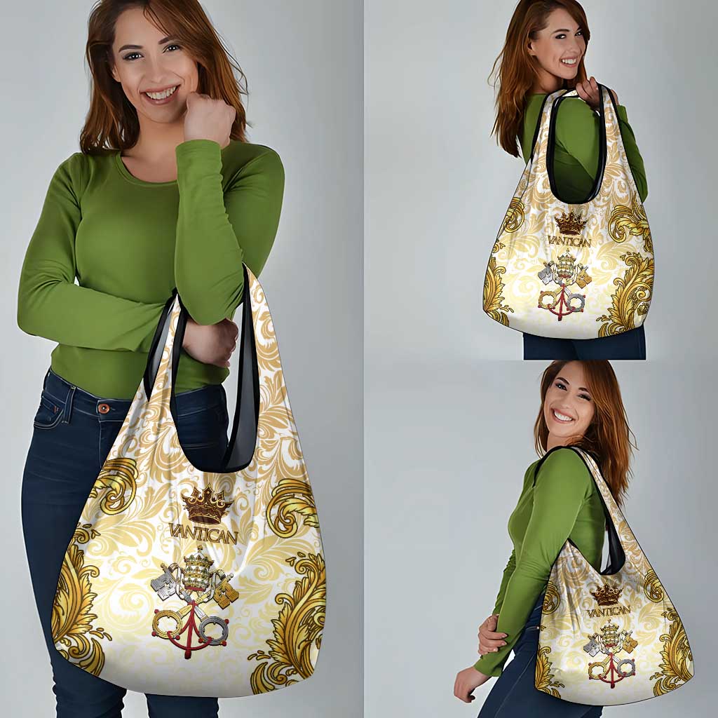 Vatican Gold Baroque Grocery Bag Papal Crown & Keys Vintage Catholic