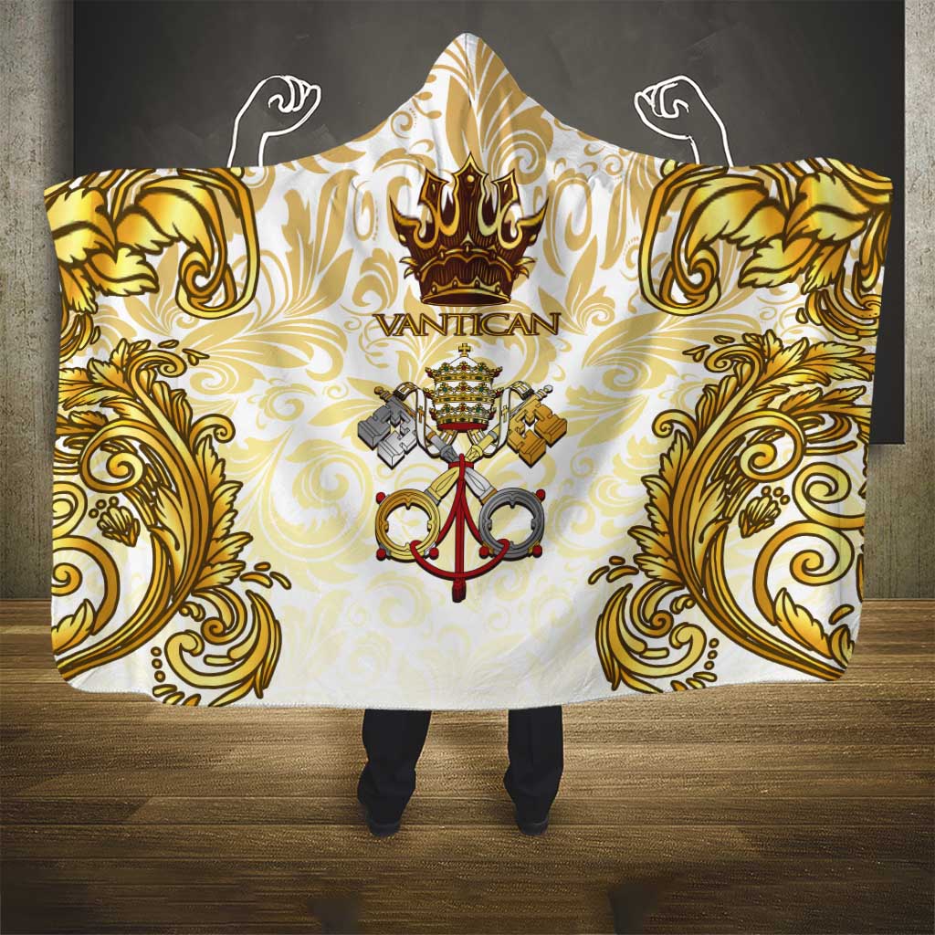 Vatican Gold Baroque Hooded Blanket Papal Crown & Keys Vintage Catholic