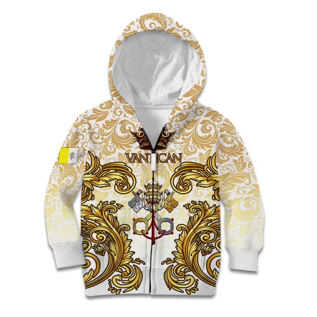 Vatican Gold Baroque Kid Hoodie Papal Crown & Keys Vintage Catholic