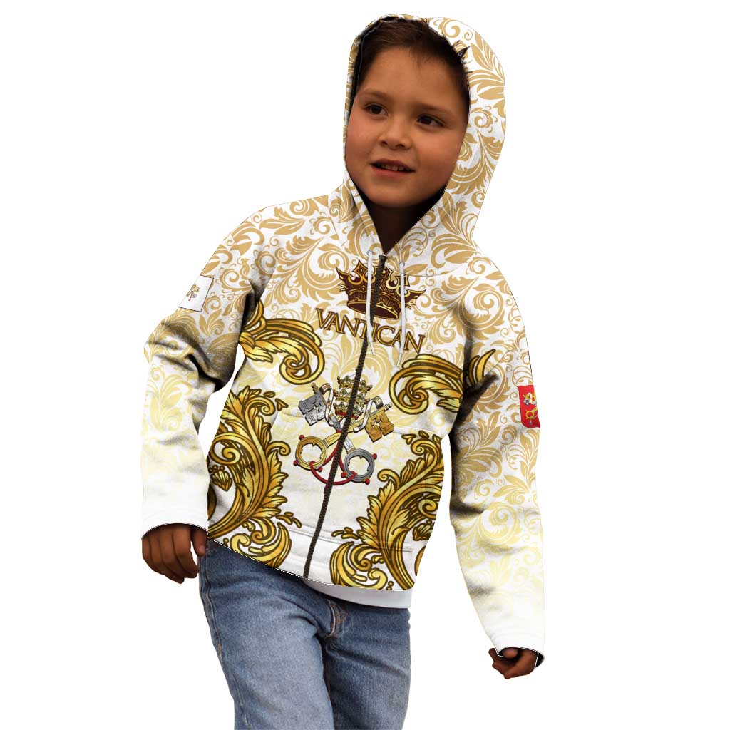 Vatican Gold Baroque Kid Hoodie Papal Crown & Keys Vintage Catholic