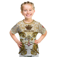 Vatican Gold Baroque Kid T Shirt Papal Crown & Keys Vintage Catholic