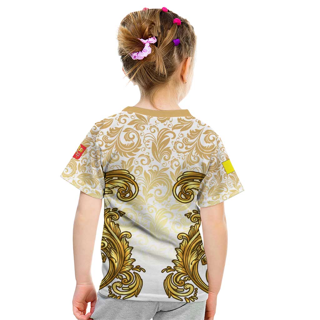 Vatican Gold Baroque Kid T Shirt Papal Crown & Keys Vintage Catholic