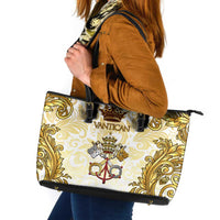 Vatican Gold Baroque Leather Tote Bag Papal Crown & Keys Vintage Catholic