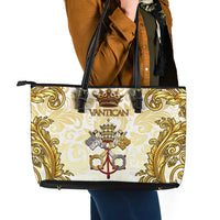Vatican Gold Baroque Leather Tote Bag Papal Crown & Keys Vintage Catholic
