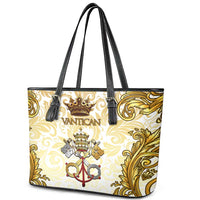 Vatican Gold Baroque Leather Tote Bag Papal Crown & Keys Vintage Catholic