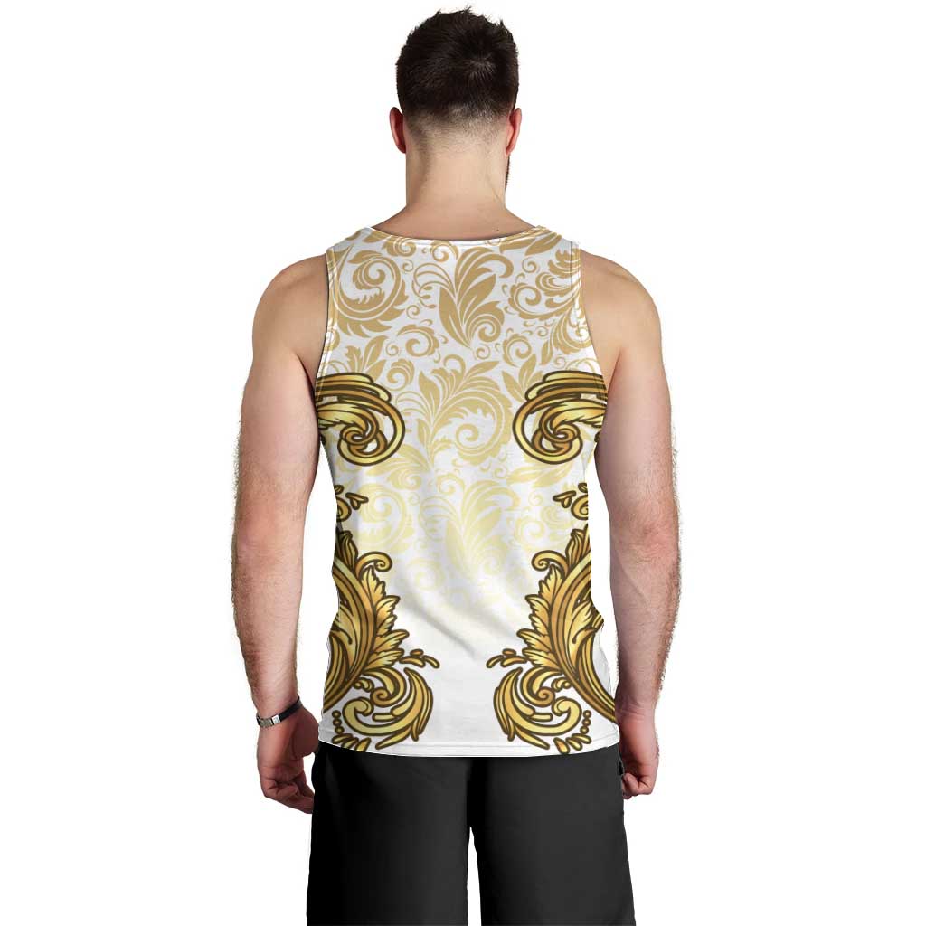 Vatican Gold Baroque Men Tank Top Papal Crown & Keys Vintage Catholic