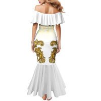 Vatican Gold Baroque Mermaid Dress Papal Crown & Keys Vintage Catholic