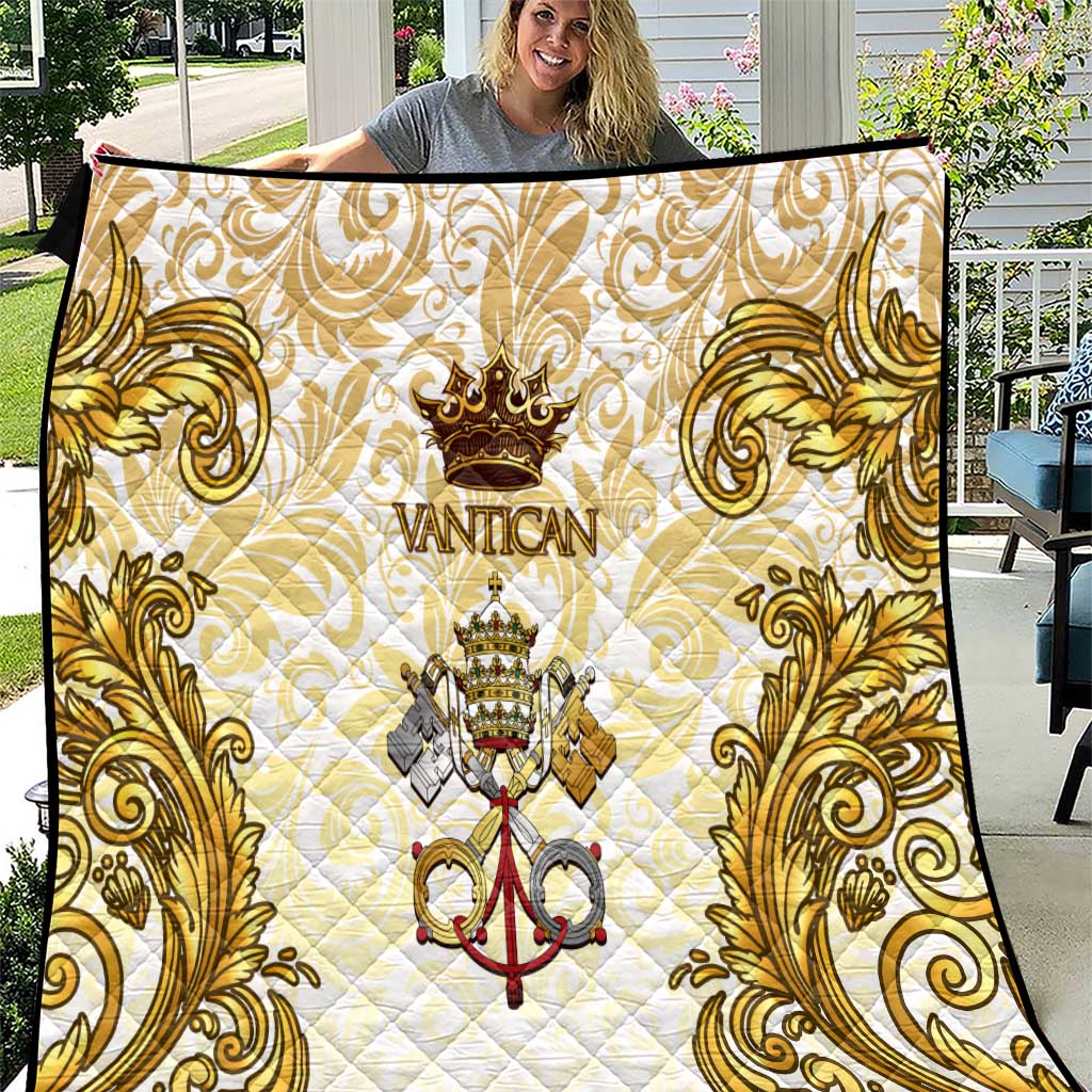 Vatican Gold Baroque Quilt Papal Crown & Keys Vintage Catholic