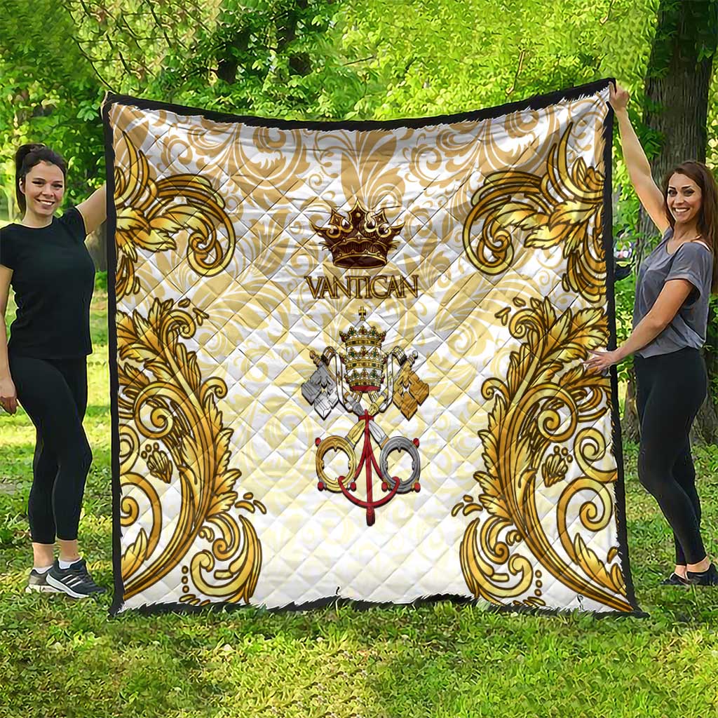 Vatican Gold Baroque Quilt Papal Crown & Keys Vintage Catholic