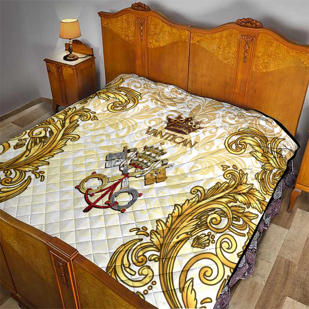 Vatican Gold Baroque Quilt Papal Crown & Keys Vintage Catholic