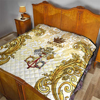 Vatican Gold Baroque Quilt Papal Crown & Keys Vintage Catholic