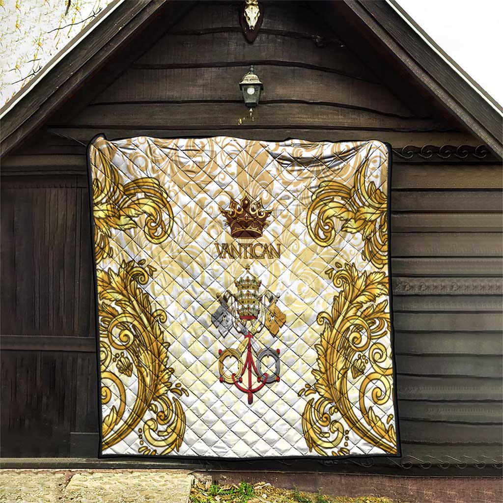 Vatican Gold Baroque Quilt Papal Crown & Keys Vintage Catholic