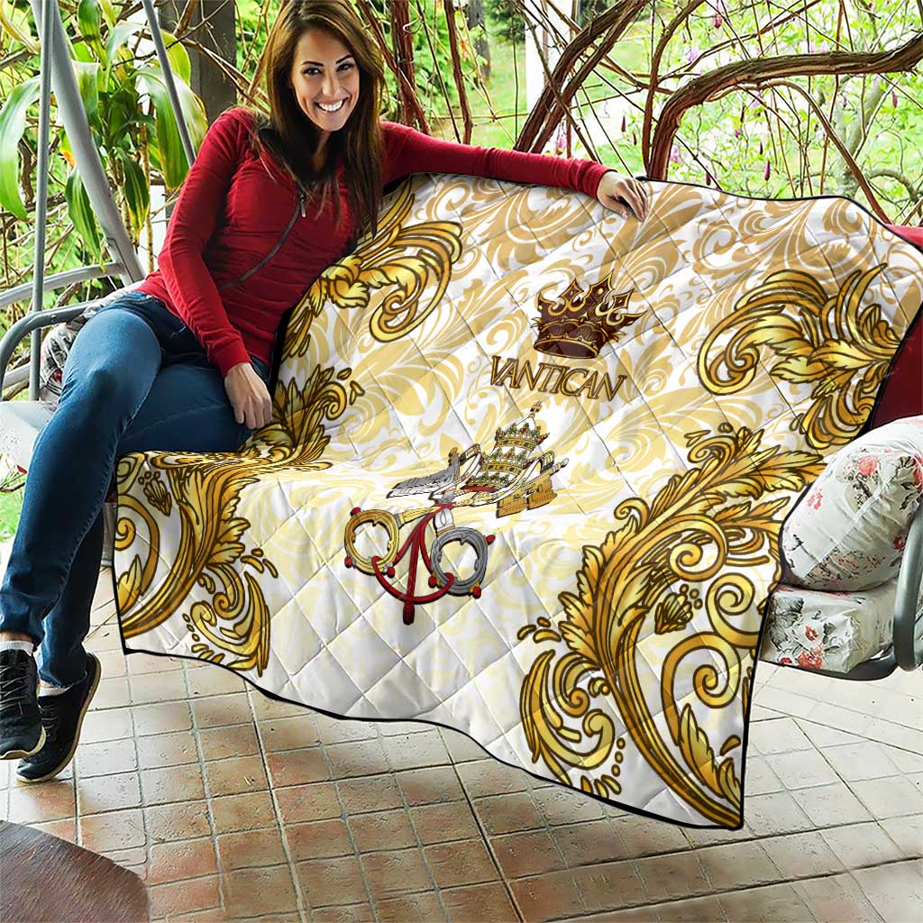 Vatican Gold Baroque Quilt Papal Crown & Keys Vintage Catholic