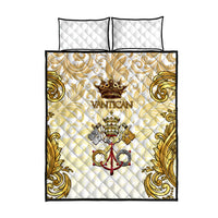 Vatican Gold Baroque Quilt Bed Set Papal Crown & Keys Vintage Catholic