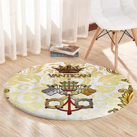 Vatican Gold Baroque Round Carpet Papal Crown & Keys Vintage Catholic