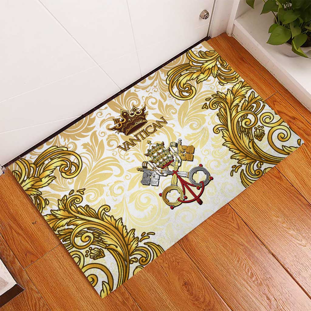 Vatican Gold Baroque Rubber Doormat Papal Crown & Keys Vintage Catholic
