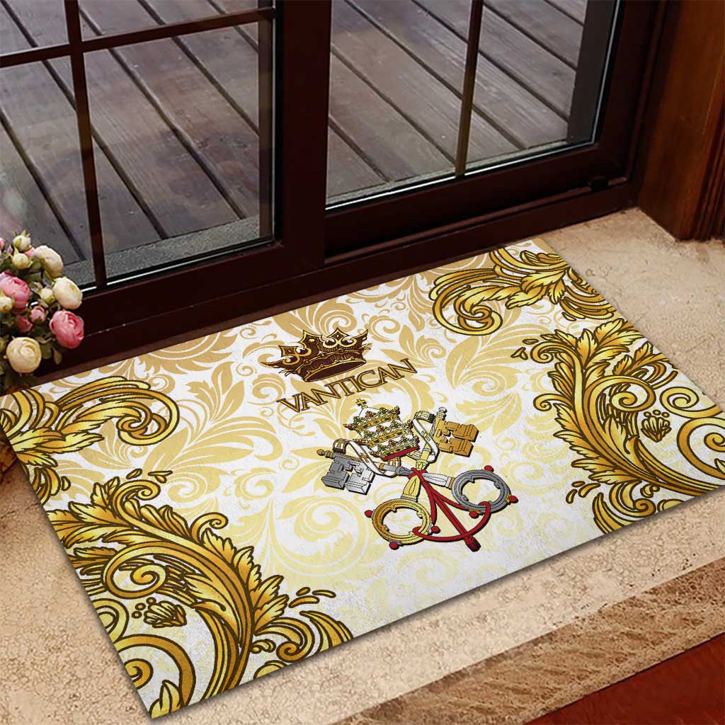 Vatican Gold Baroque Rubber Doormat Papal Crown & Keys Vintage Catholic