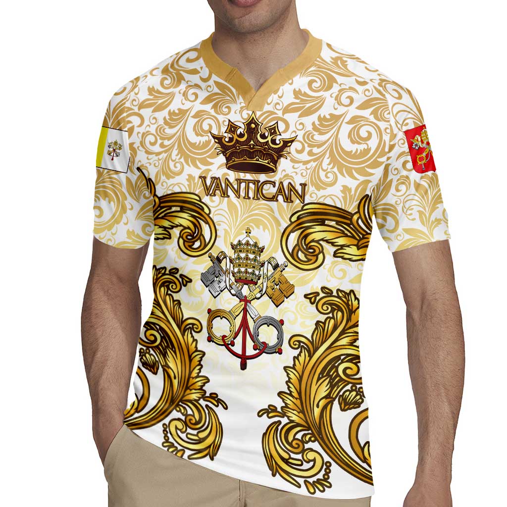 Vatican Gold Baroque Rugby Jersey Papal Crown & Keys Vintage Catholic