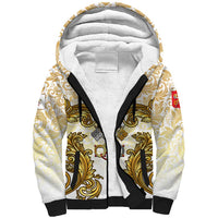 Vatican Gold Baroque Sherpa Hoodie Papal Crown & Keys Vintage Catholic