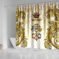 Vatican Gold Baroque Shower Curtain Papal Crown & Keys Vintage Catholic