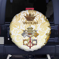 Vatican Gold Baroque Spare Tire Cover Papal Crown & Keys Vintage Catholic