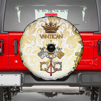 Vatican Gold Baroque Spare Tire Cover Papal Crown & Keys Vintage Catholic