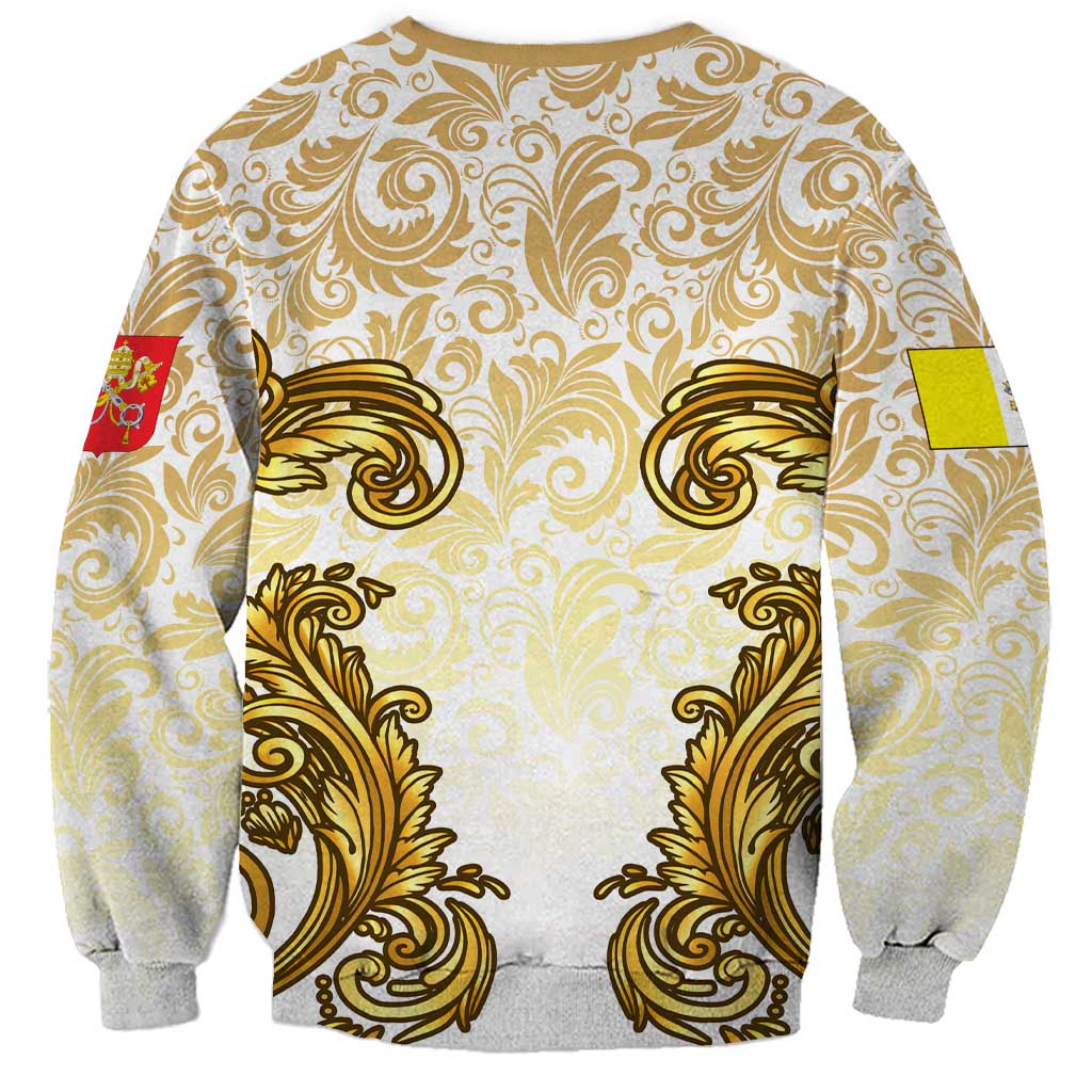 Vatican Gold Baroque Sweatshirt Papal Crown & Keys Vintage Catholic