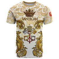 Vatican Gold Baroque T Shirt Papal Crown & Keys Vintage Catholic