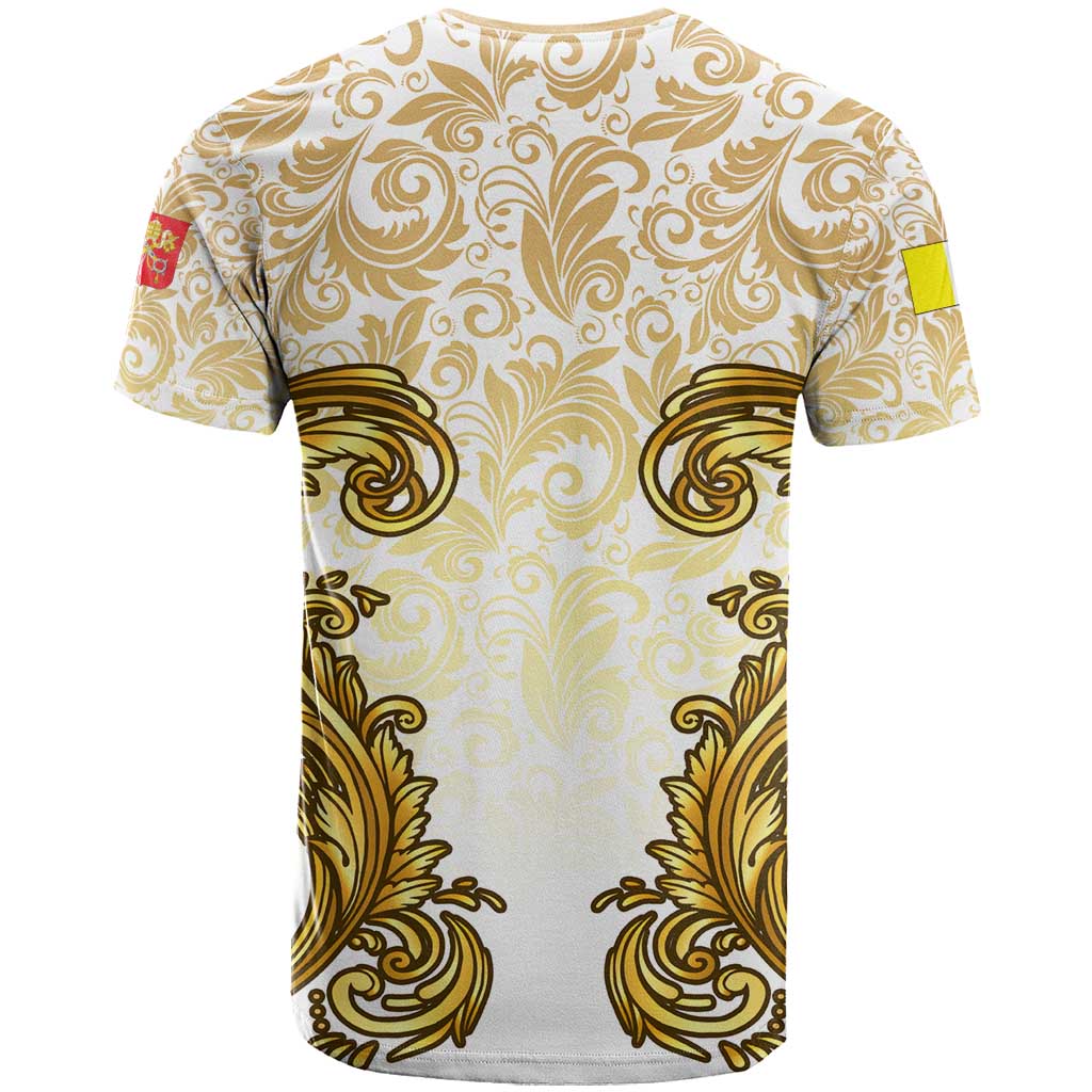 Vatican Gold Baroque T Shirt Papal Crown & Keys Vintage Catholic