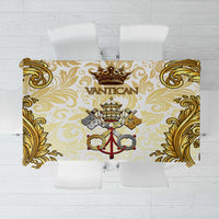 Vatican Gold Baroque Tablecloth Papal Crown & Keys Vintage Catholic