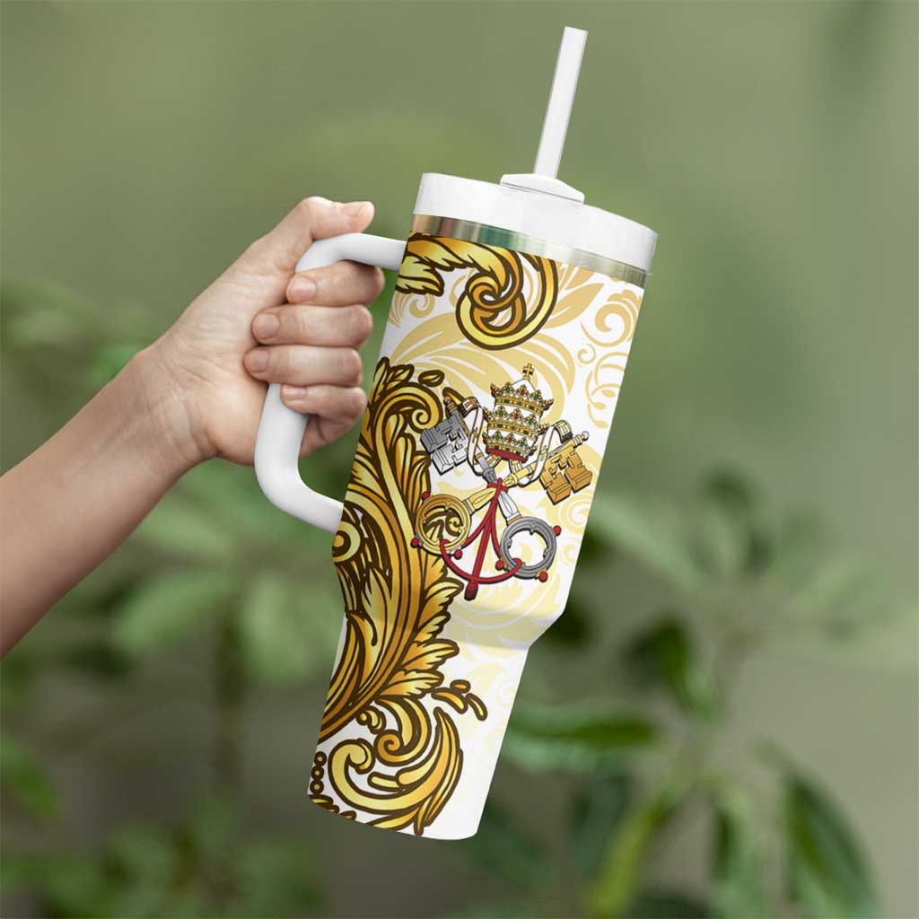Vatican Gold Baroque Tumbler With Handle Papal Crown & Keys Vintage Catholic