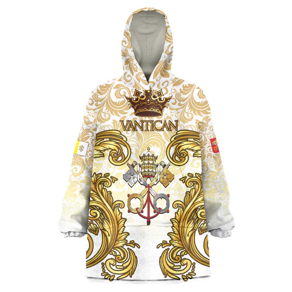Vatican Gold Baroque Wearable Blanket Hoodie Papal Crown & Keys Vintage Catholic