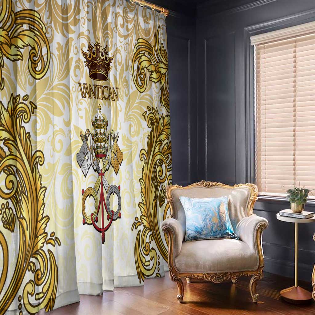 Vatican Gold Baroque Window Curtain Papal Crown & Keys Vintage Catholic