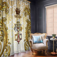 Vatican Gold Baroque Window Curtain Papal Crown & Keys Vintage Catholic