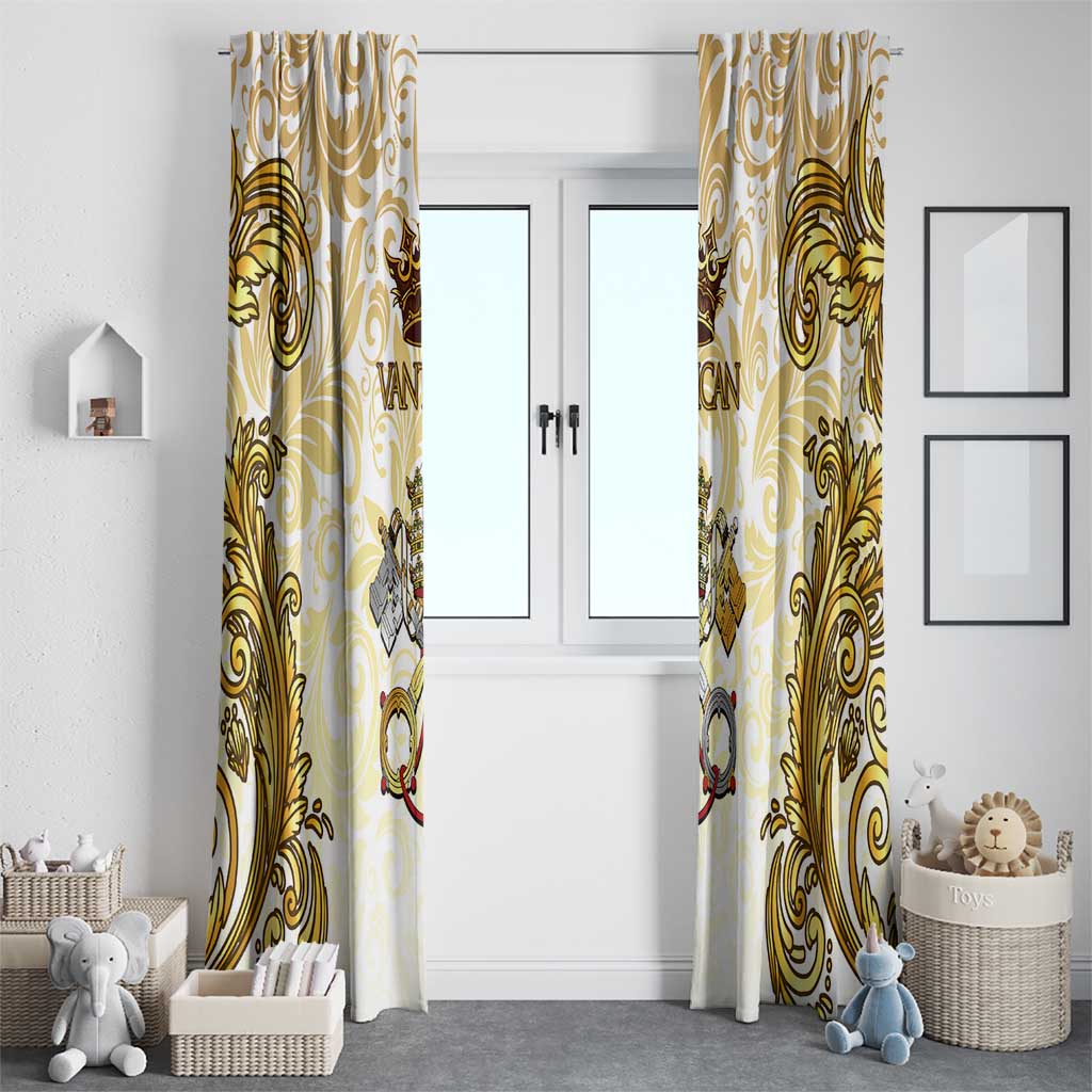 Vatican Gold Baroque Window Curtain Papal Crown & Keys Vintage Catholic