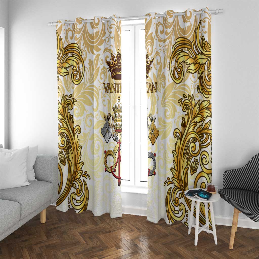 Vatican Gold Baroque Window Curtain Papal Crown & Keys Vintage Catholic