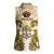 Vatican Gold Baroque Women Sleeveless Polo Shirt Papal Crown & Keys Vintage Catholic