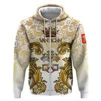 Vatican Gold Baroque Zip Hoodie Papal Crown & Keys Vintage Catholic