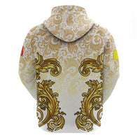 Vatican Gold Baroque Zip Hoodie Papal Crown & Keys Vintage Catholic
