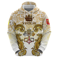 Vatican Gold Baroque Zip Hoodie Papal Crown & Keys Vintage Catholic
