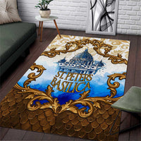 Vatican Baroque Area Rug St. Peter’s Basilica & Catholic Flag Gold Ornate