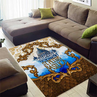 Vatican Baroque Area Rug St. Peter’s Basilica & Catholic Flag Gold Ornate