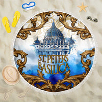 Vatican Baroque Beach Blanket St. Peter’s Basilica & Catholic Flag Gold Ornate