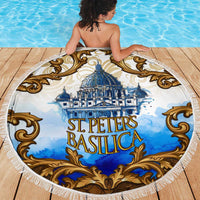 Vatican Baroque Beach Blanket St. Peter’s Basilica & Catholic Flag Gold Ornate