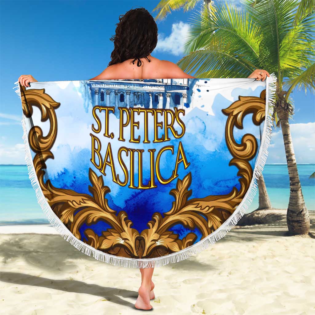 Vatican Baroque Beach Blanket St. Peter’s Basilica & Catholic Flag Gold Ornate